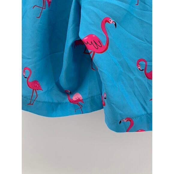 UNBRANDED Men's Light Blue Pink Flamingo Print Drawstring Waist Shorts SZ M - Picture 8 of 9